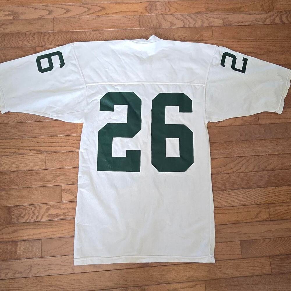 vintage mens football sand knit Falcons jersey 26 short sleeve white green M